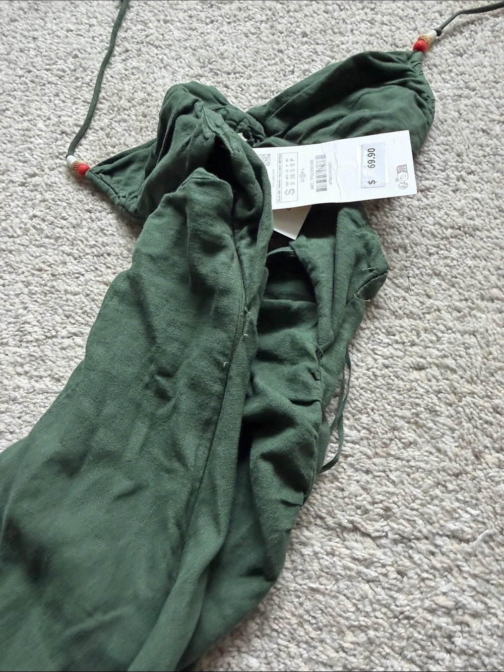 Zara Forest Green High-Low Ruffle Maxi Dress with Tie Straps - Picture 9 of 10